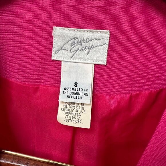 Vintage Lauren Gray Barbie Pink Single Button Boxy Blazer Jacket Size 8 - Picture 3 of 5